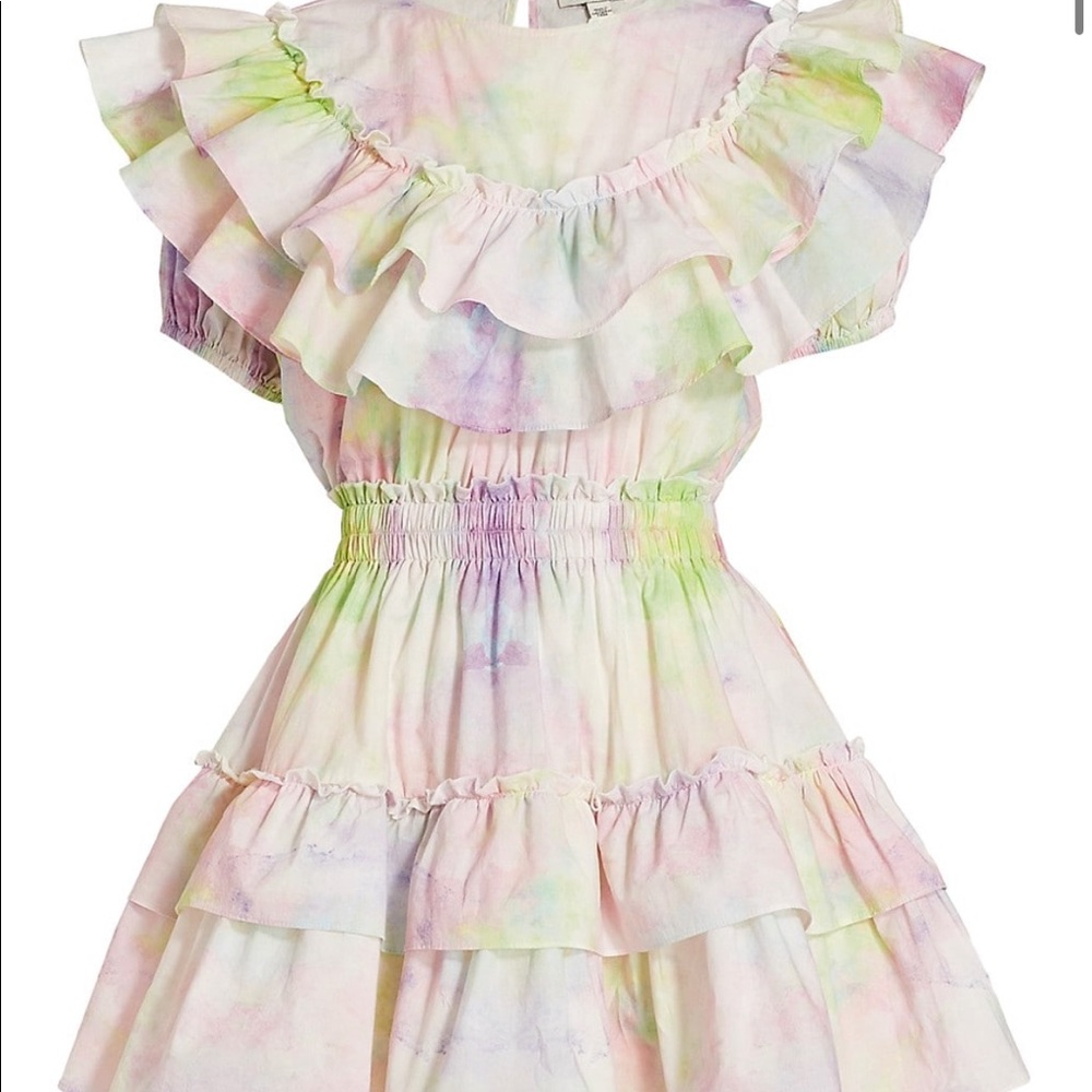 Stellah: Tie-Dye Ruffle Cotton Minidress (Large) - Picture 2 of 5